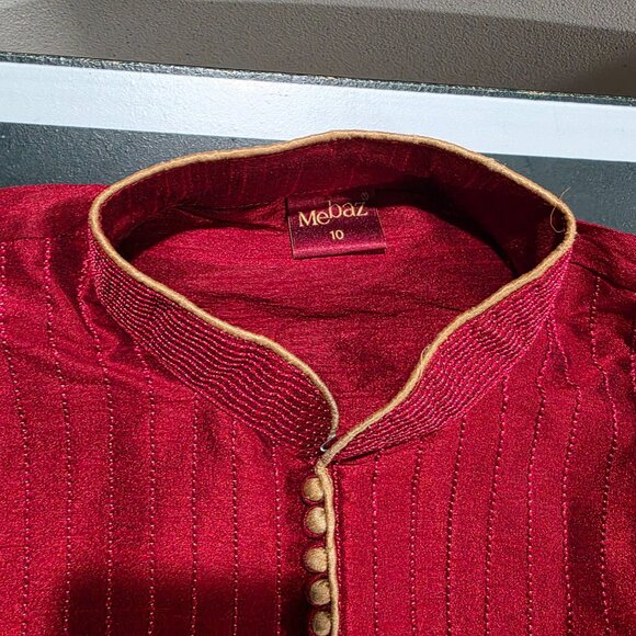 Men’s Kurta Red Gold 2 piece - Picture 2 of 7